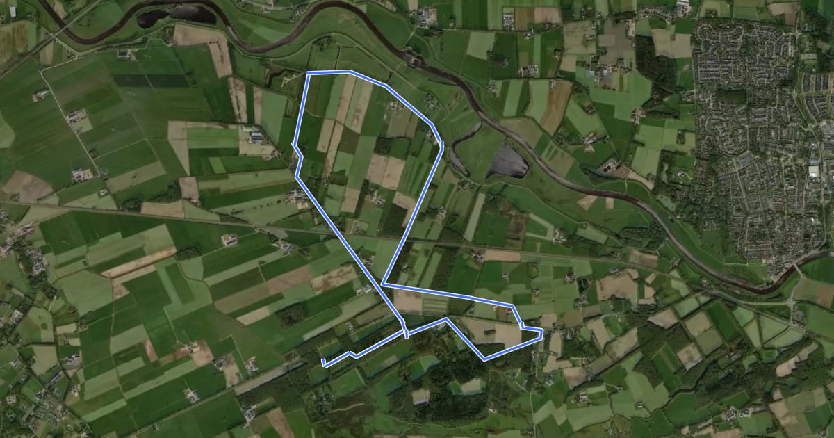 Маршрут WNW Vechtdal - De Horte - blauwe route на спутниковом снимке