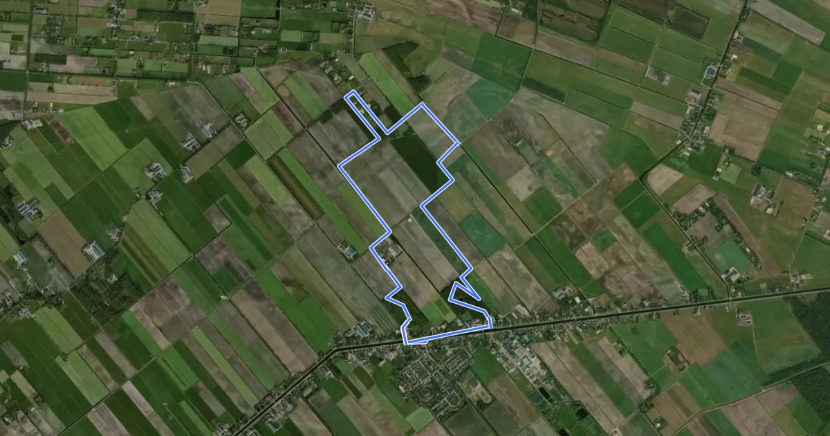 Маршрут WNW Vechtdal - De Krim - gele route на спутниковом снимке