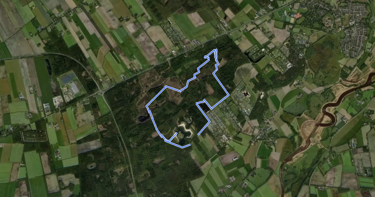 Маршрут WNW Vechtdal - De Oldemeijer - groene route на спутниковом снимке