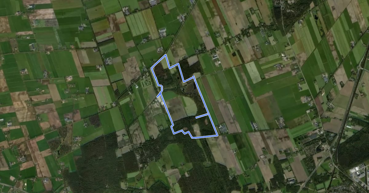 Маршрут WNW Vechtdal - De Woest - rode route на спутниковом снимке