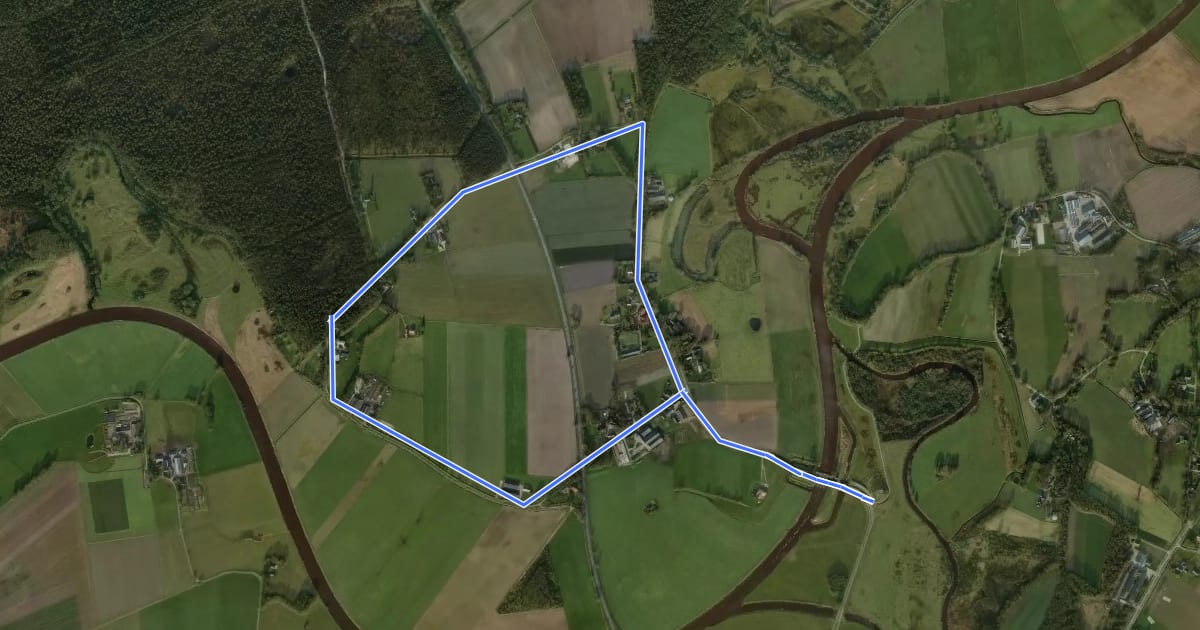 Маршрут WNW Vechtdal - Diffelen - gele route на спутниковом снимке