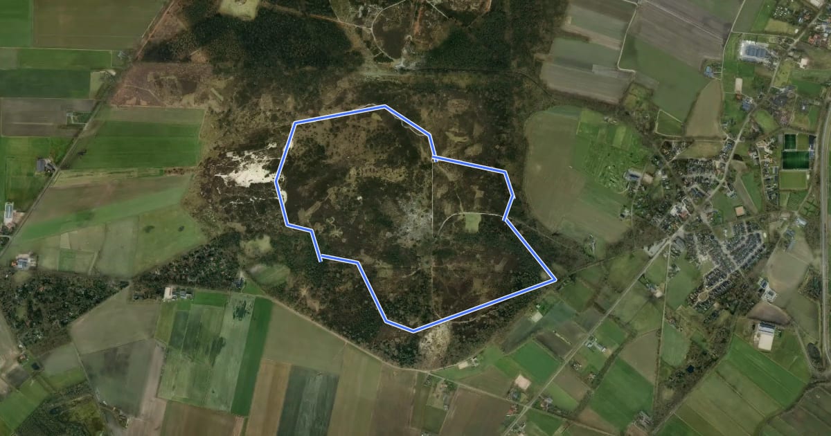 Маршрут WNW Vechtdal - Drieling - gele route на спутниковом снимке