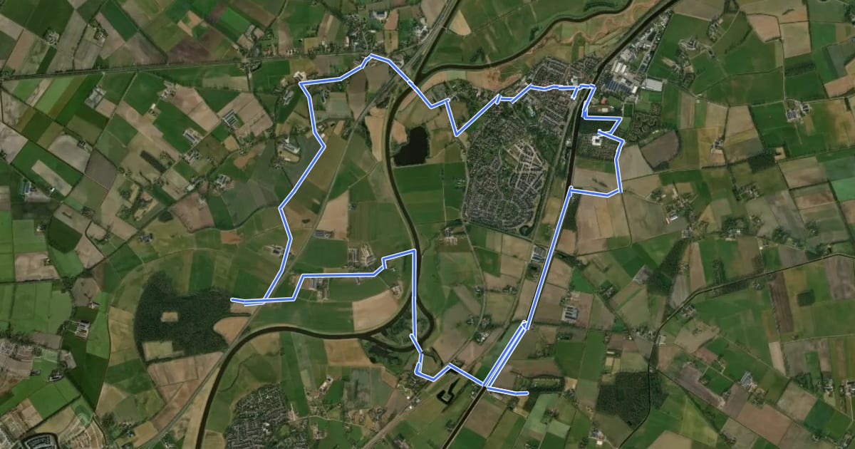 Маршрут WNW Vechtdal - Gramsbergen/Loozerveld/Engelandse Bos - blauwe route на спутниковом снимке