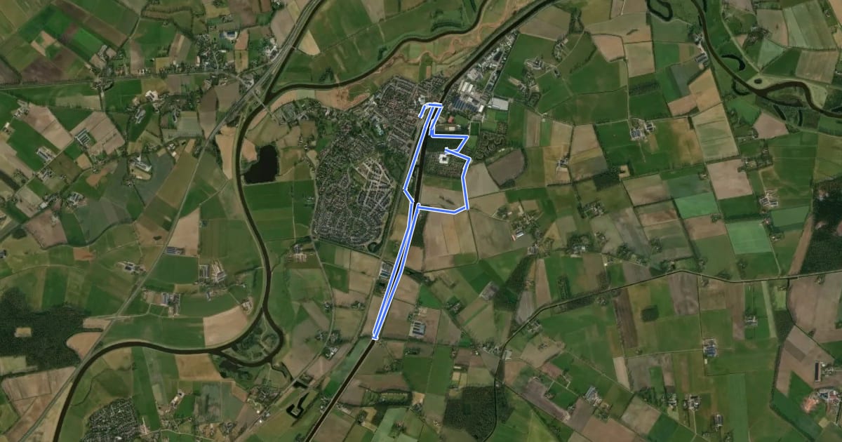Маршрут WNW Vechtdal - Gramsbergen - paarse route на спутниковом снимке