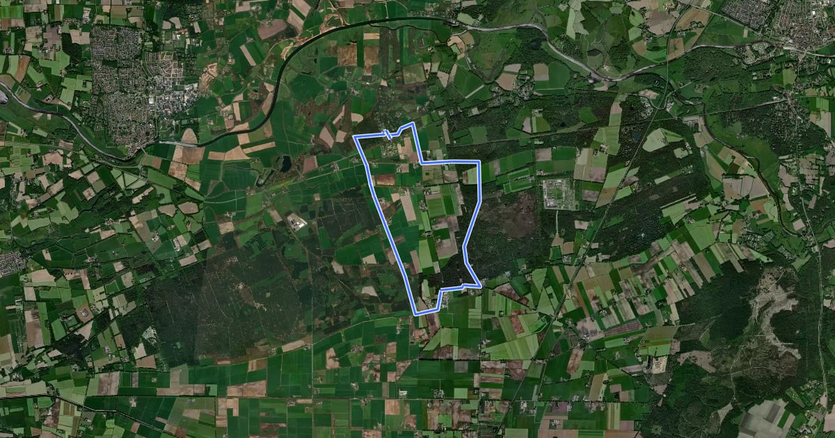 Маршрут WNW Vechtdal - Hessum - paarse route на спутниковом снимке