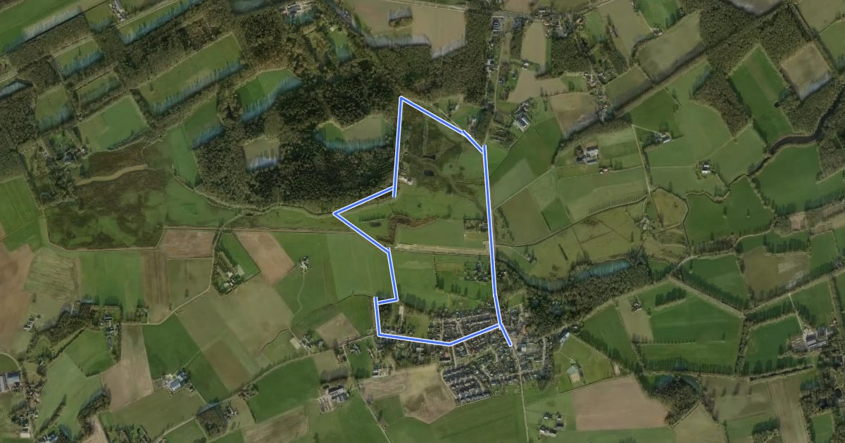Маршрут WNW Vechtdal - Hoonhorst - groene route на спутниковом снимке