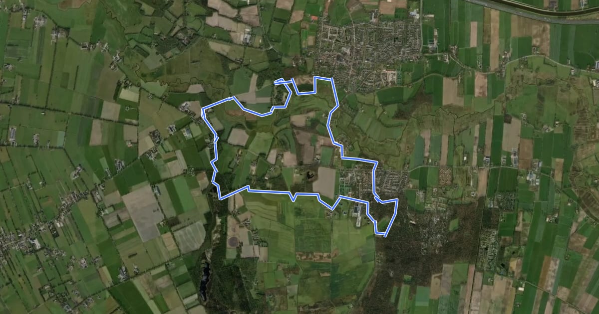 Маршрут WNW Vechtdal - IJhorst - rode route на спутниковом снимке
