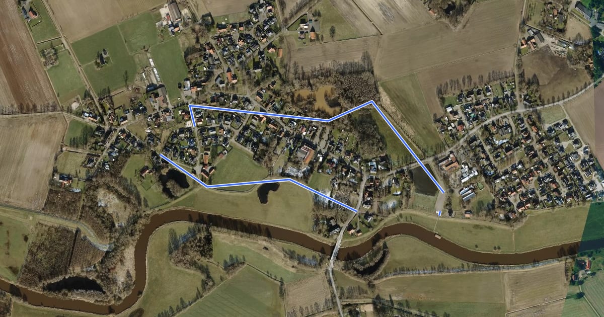 Маршрут WNW Vechtdal - Laar - rode route на спутниковом снимке