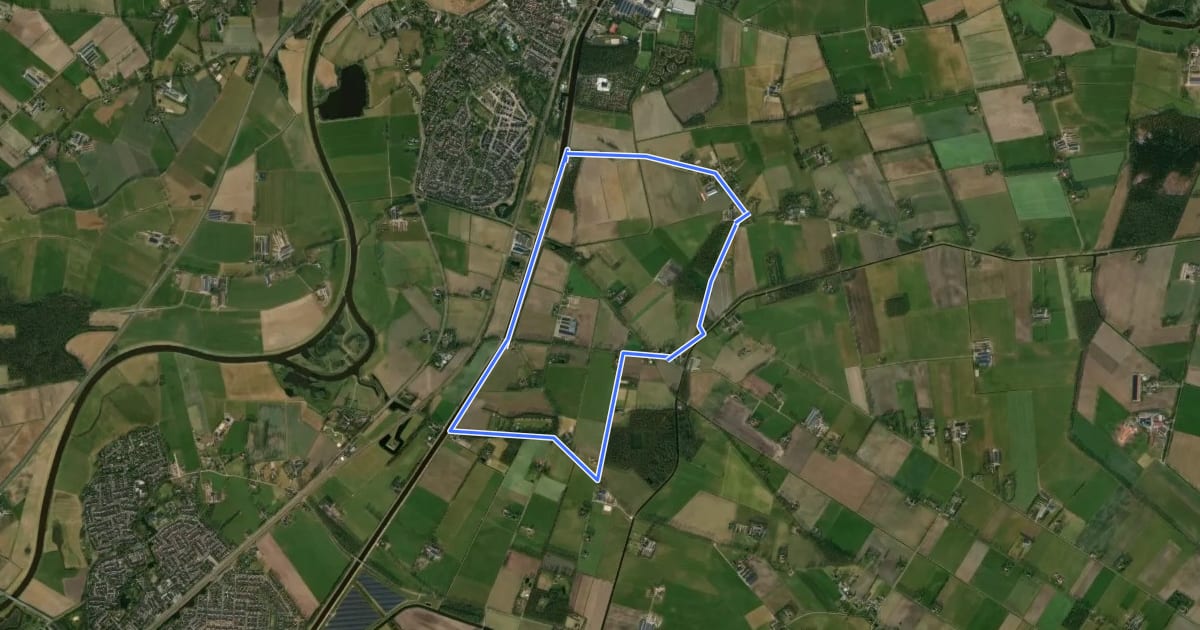 Маршрут WNW Vechtdal -Loozenveld - gele route на спутниковом снимке