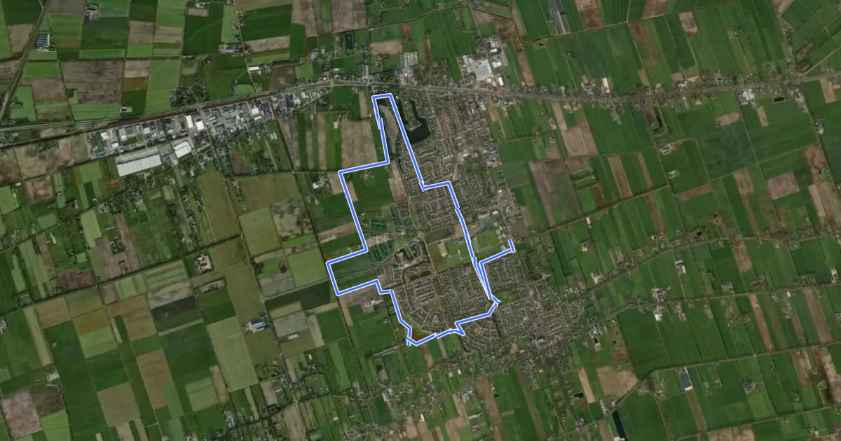 Маршрут WNW Vechtdal - Nieuwleusen - gele route на спутниковом снимке