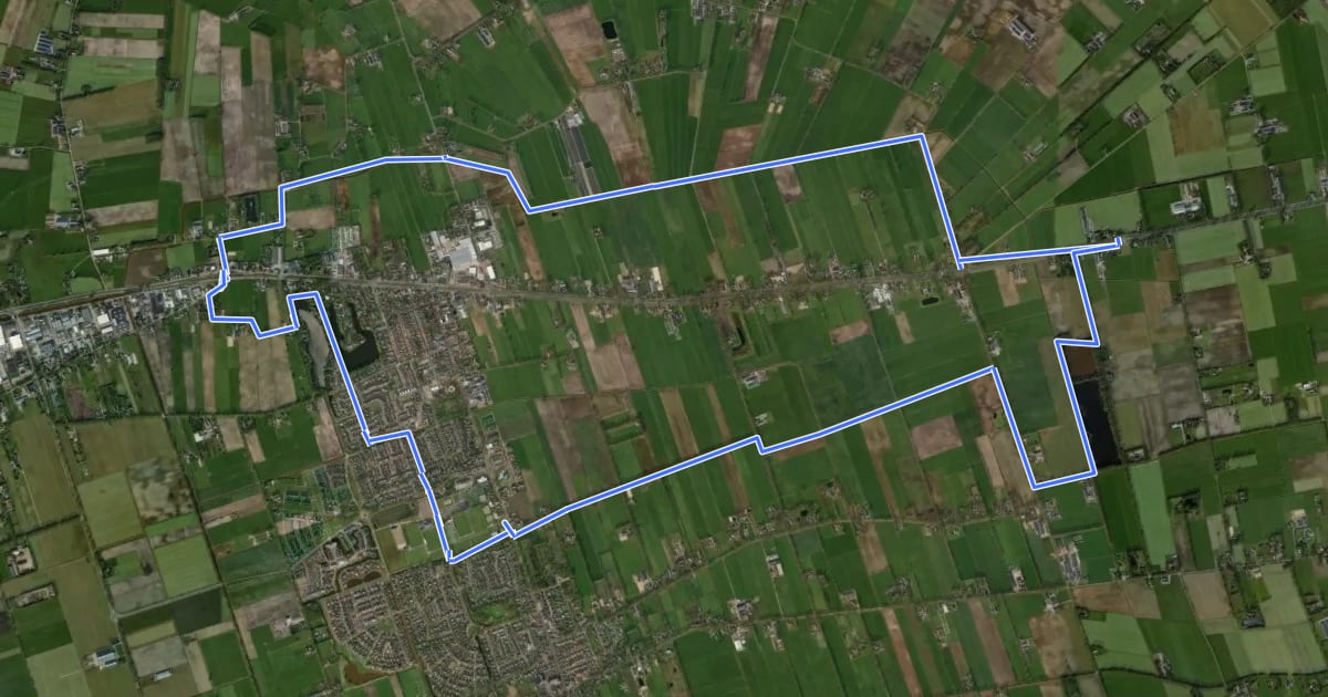 Маршрут WNW Vechtdal - Nieuwleusen - paarse route на спутниковом снимке