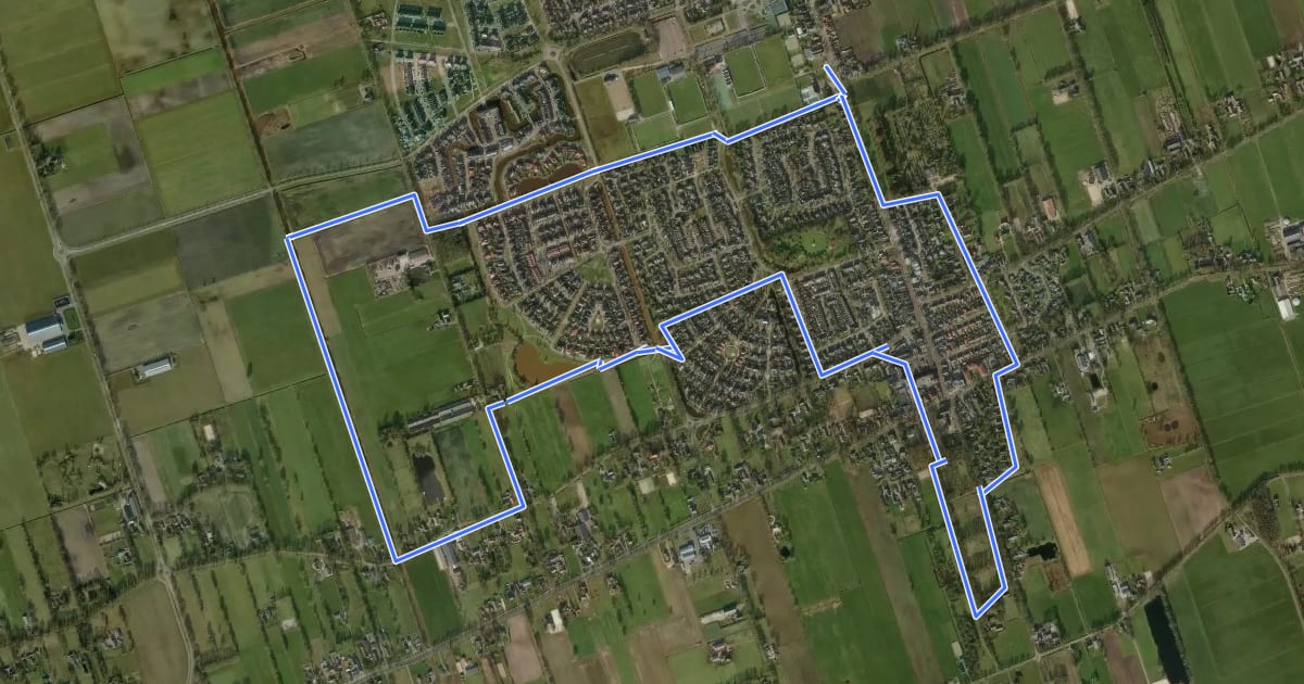 Маршрут WNW Vechtdal - Nieuwleusen - rode route на спутниковом снимке