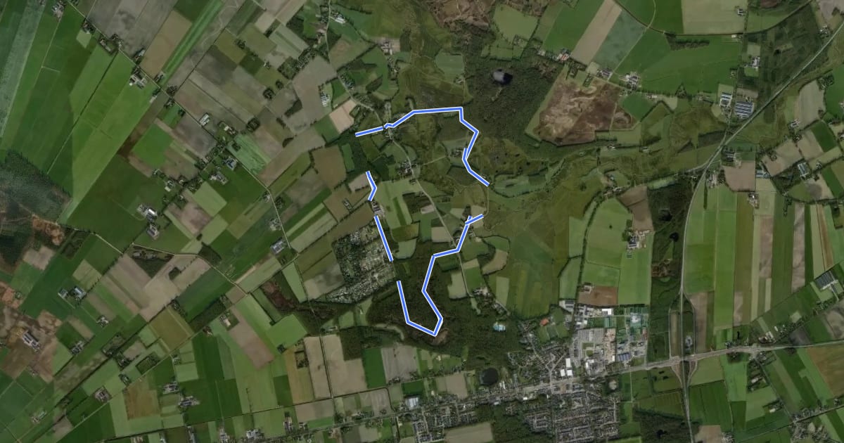 Маршрут WNW Vechtdal - Oud Avereest - rode route на спутниковом снимке