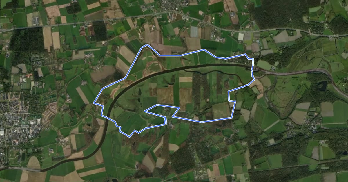 Маршрут WNW Vechtdal - Oude Oever - gele route на спутниковом снимке