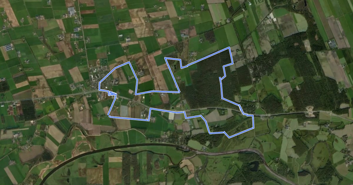 Маршрут WNW Vechtdal - Oudleusden - oranje route на спутниковом снимке
