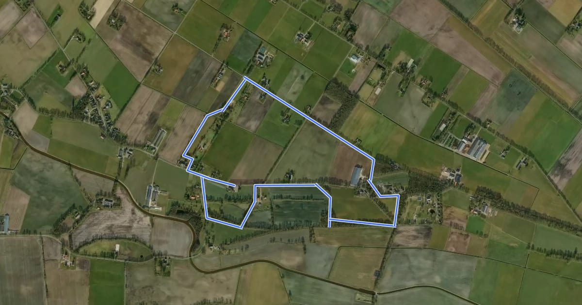 Маршрут WNW Vechtdal - Radewijk - paarse route на спутниковом снимке