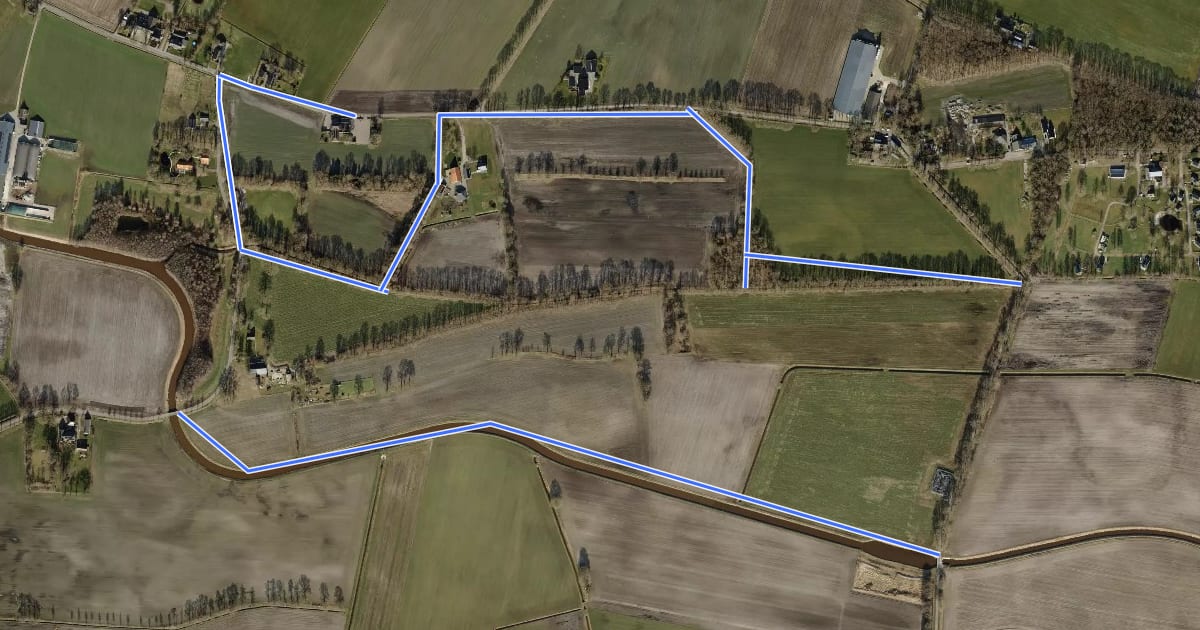 Маршрут WNW Vechtdal - Radewijk - rode route на спутниковом снимке
