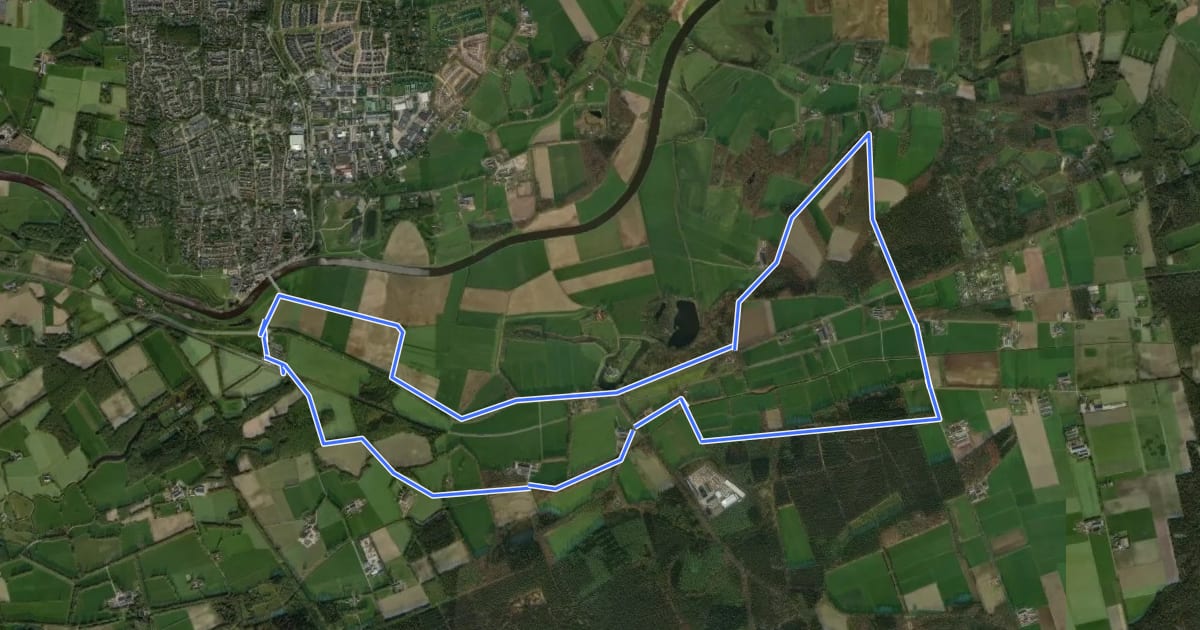 Маршрут WNW Vechtdal - Station Dalfsen - rode route на спутниковом снимке
