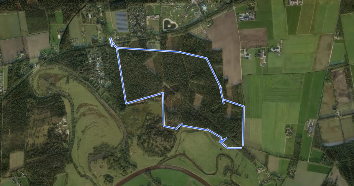 Маршрут WNW Vechtdal - Stegeren -gele route на спутниковом снимке