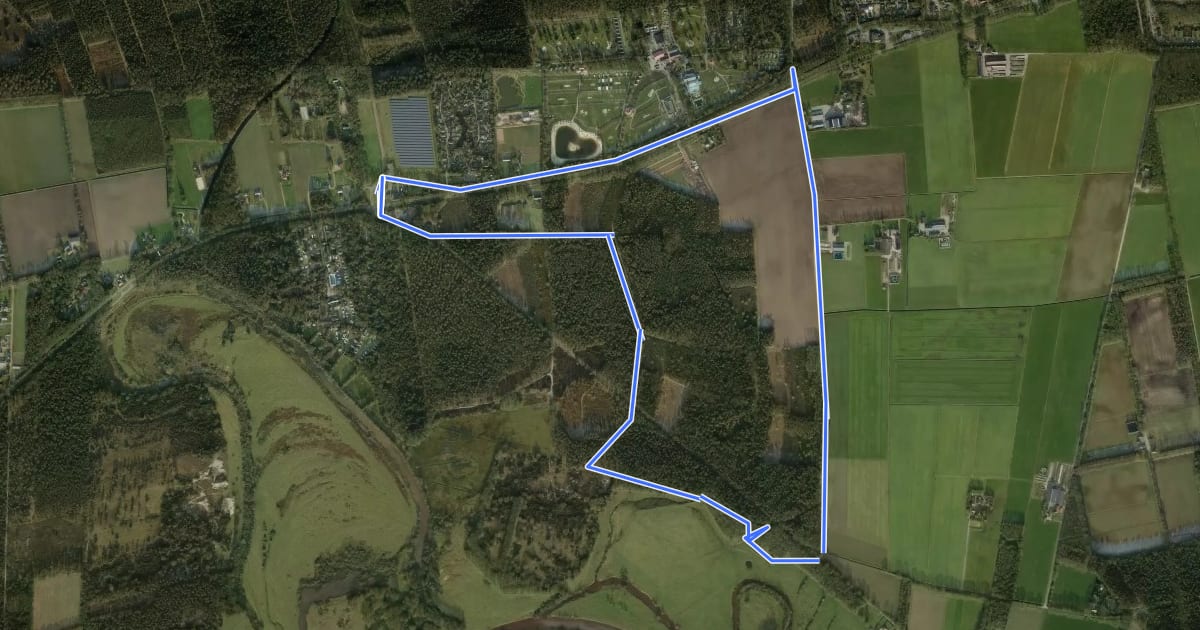 Маршрут WNW Vechtdal -Stegeren - groene route на спутниковом снимке