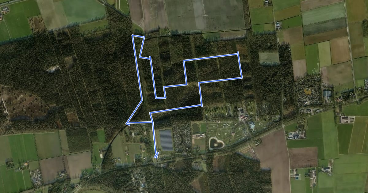 Маршрут WNW Vechtdal - Stegeren - oranje route на спутниковом снимке