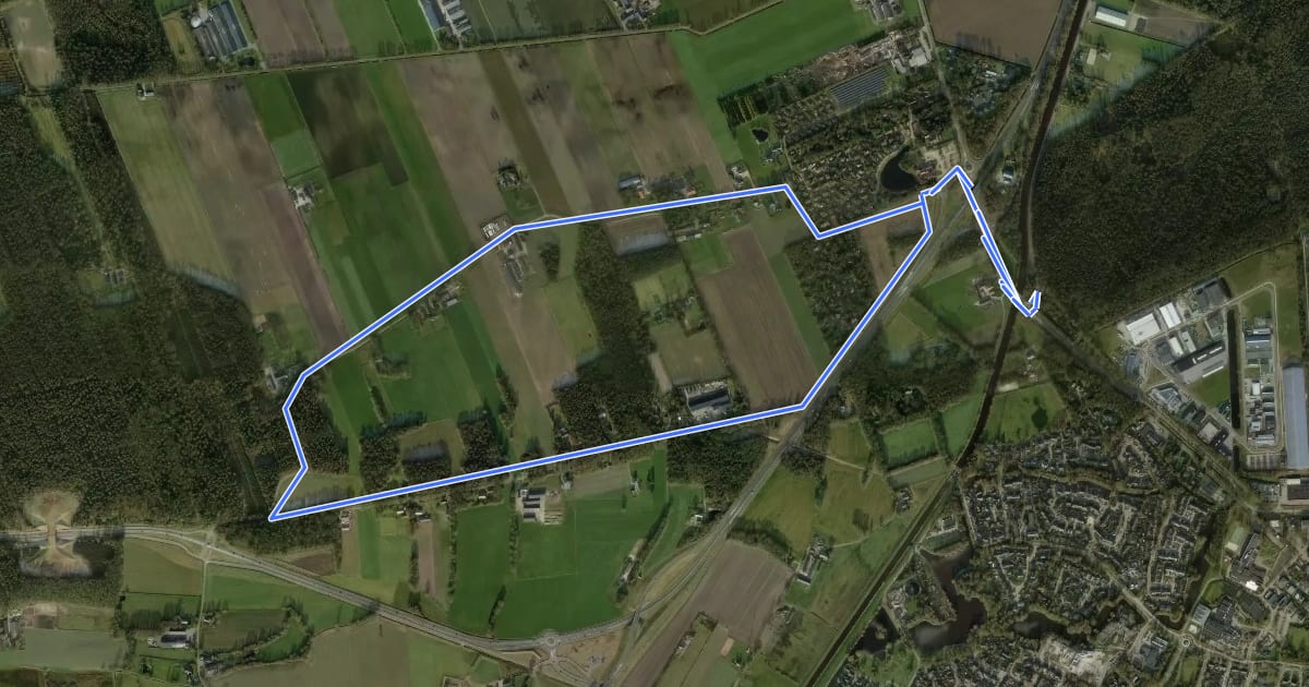 Маршрут WNW Vechtdal -Varsenerveld - groene route на спутниковом снимке