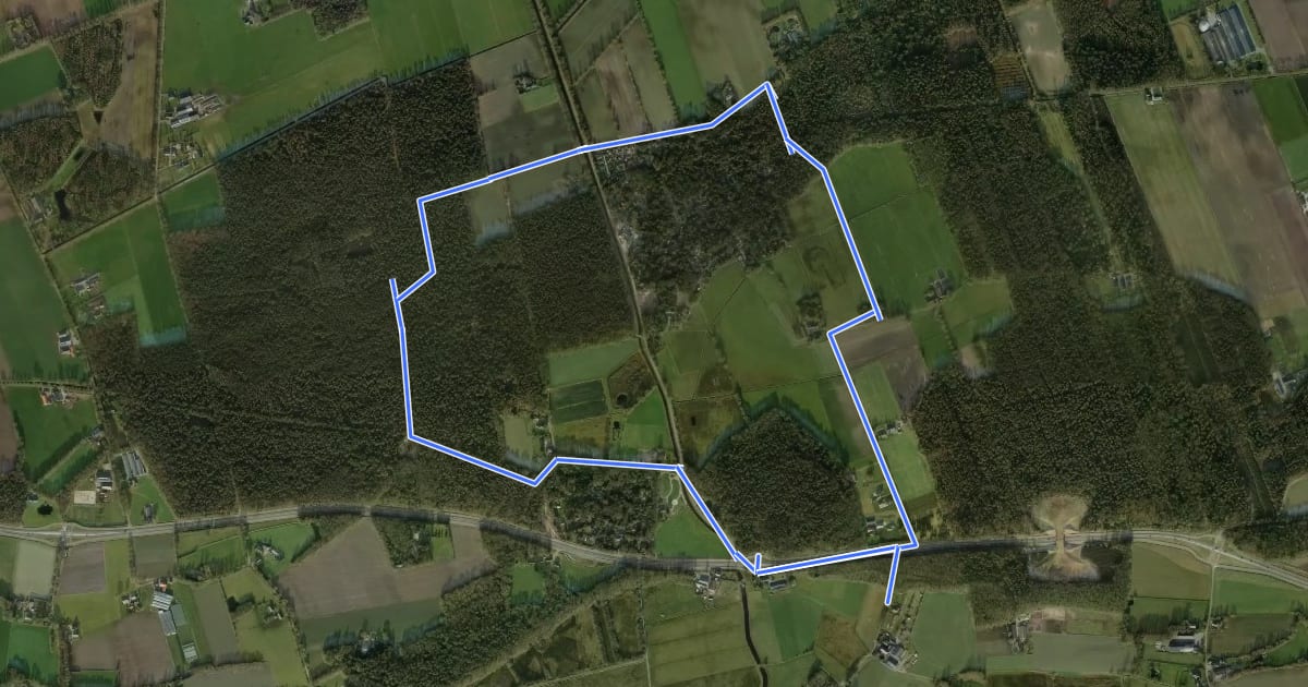 Маршрут WNW Vechtdal - Varssen - gele route на спутниковом снимке