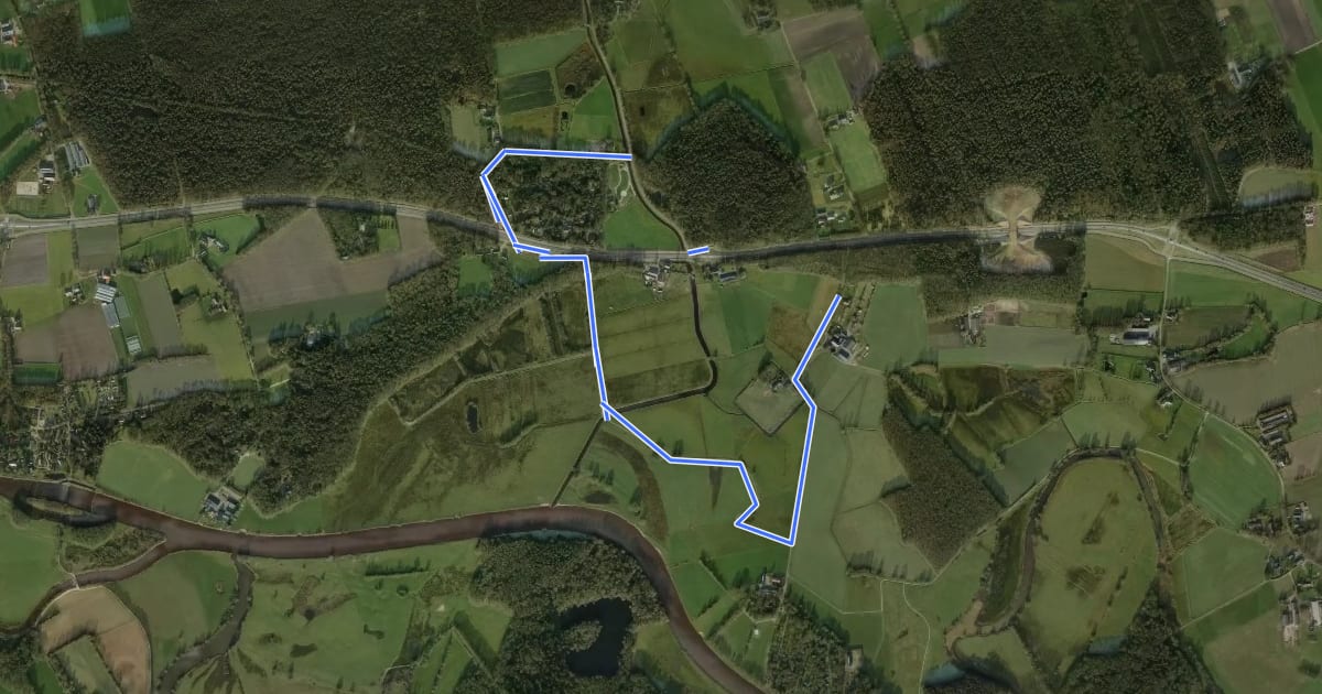 Маршрут WNW Vechtdal - Varssen - paarse route на спутниковом снимке