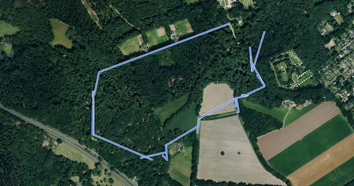 Маршрут WNW Veluwe - Bakenberg - gele route на спутниковом снимке