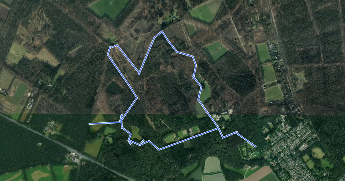 Маршрут WNW Veluwe - Bakenberg/Westerheide - rode route на спутниковом снимке