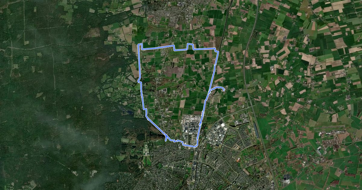Маршрут WNW Veluwe - Beemte - groene route на спутниковом снимке