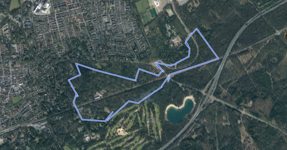Маршрут WNW Veluwe - Belvédèrebos - gele route на спутниковом снимке