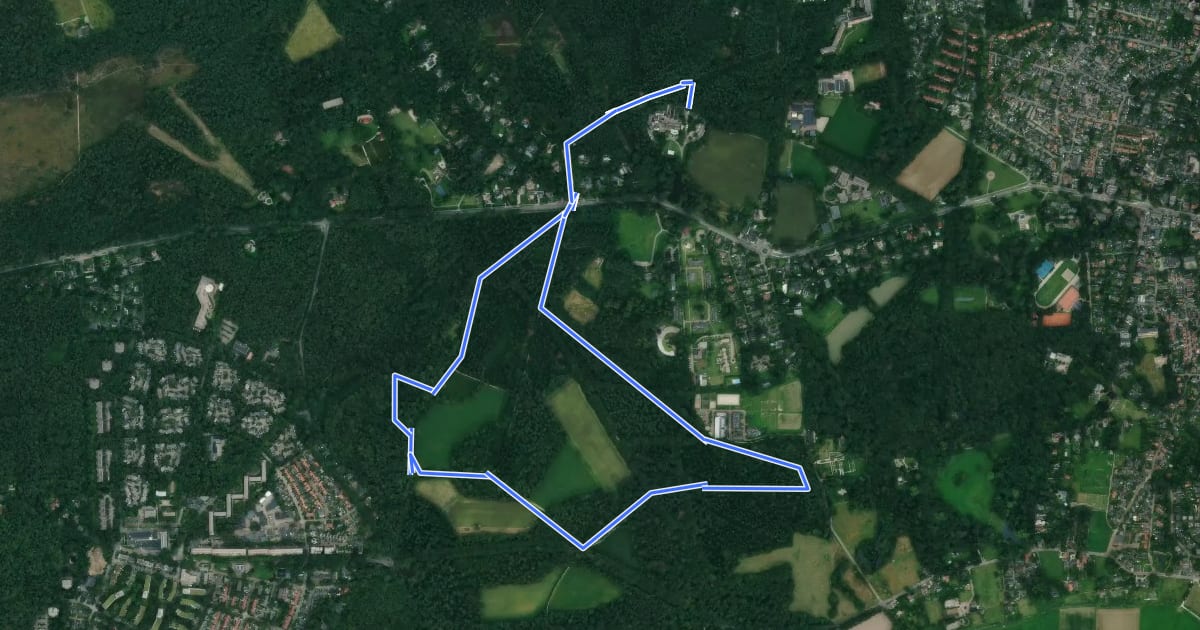 Маршрут WNW Veluwe - Bilderberg - blauwe route на спутниковом снимке