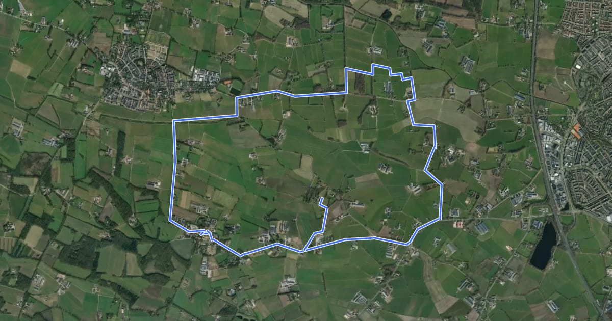 Маршрут WNW Veluwe - Bitterschoten - gele route на спутниковом снимке