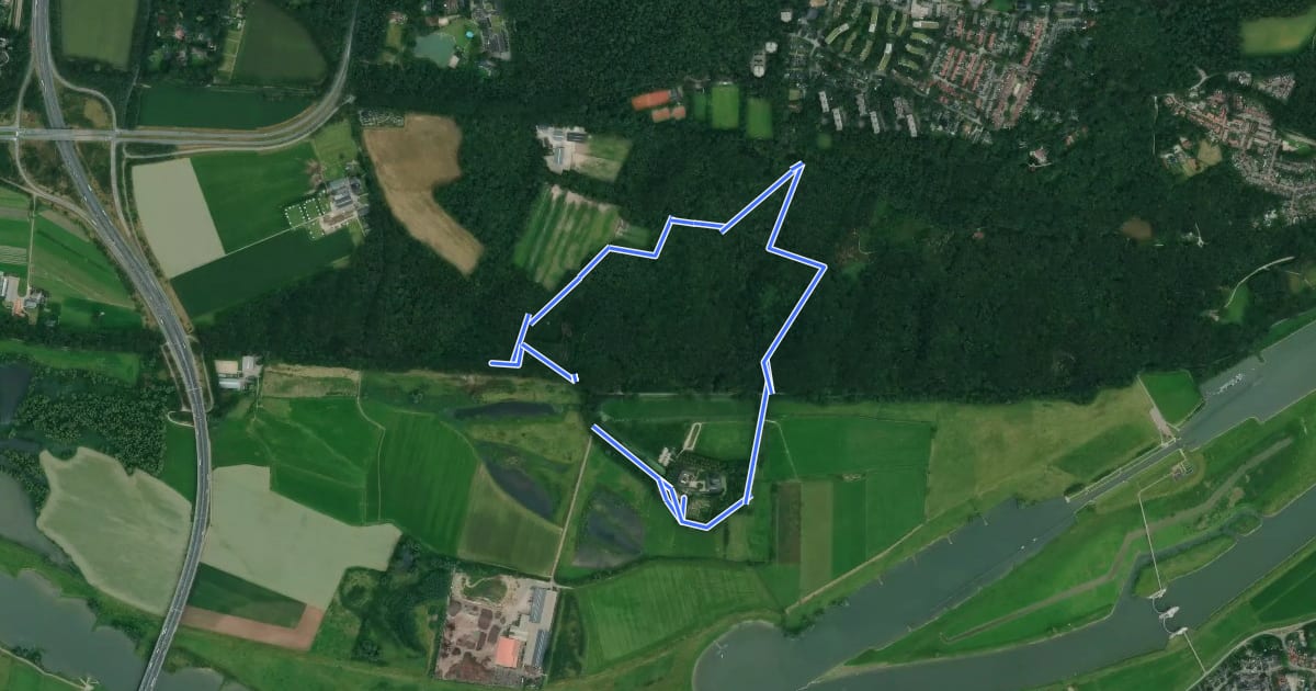 Маршрут WNW Veluwe - Boersberg/Kasteel Doorwerth - oranje route на спутниковом снимке