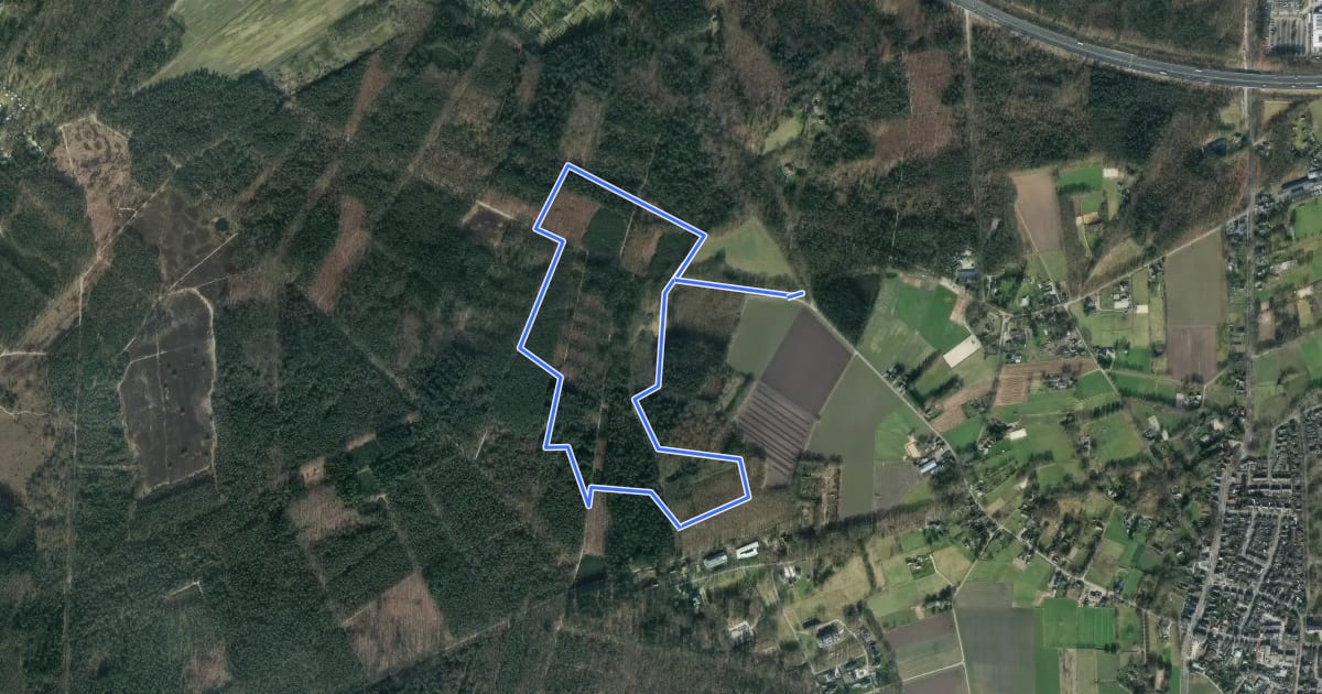Маршрут WNW Veluwe -Bruggelen - blauwe route на спутниковом снимке