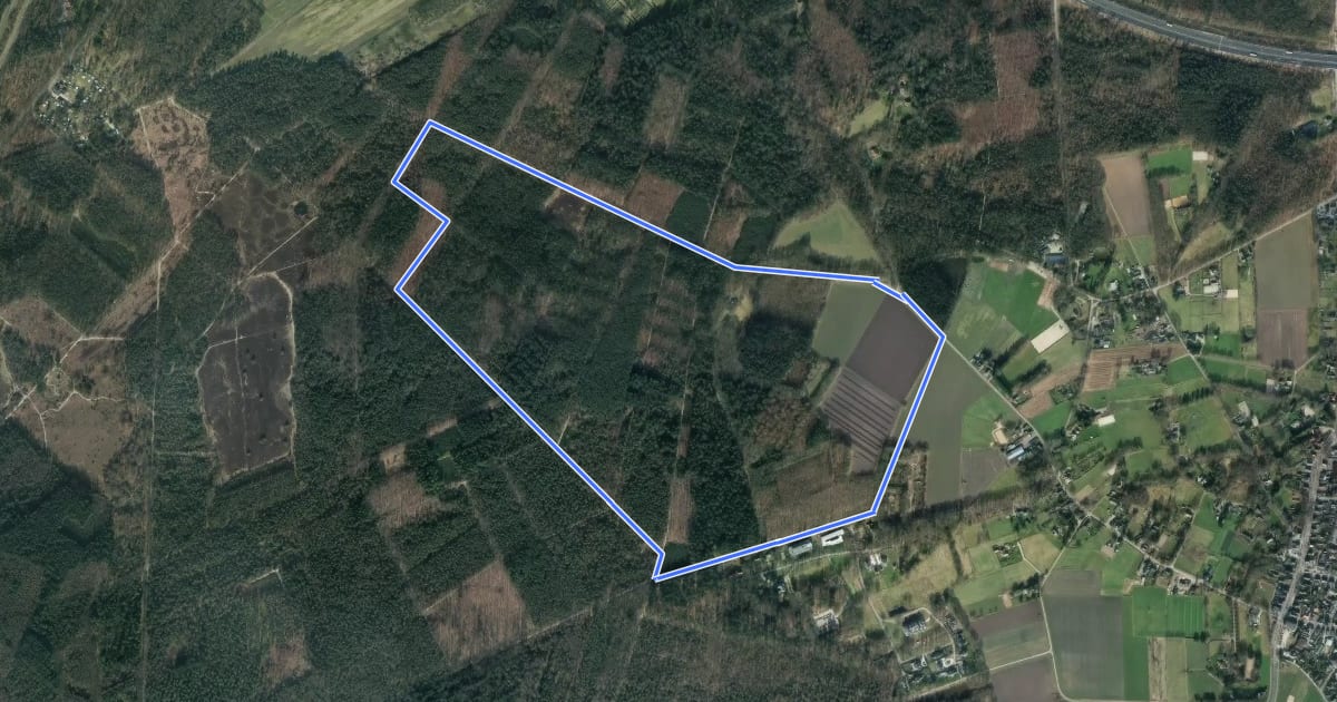 Маршрут WNW Veluwe -Bruggelen - gele route на спутниковом снимке