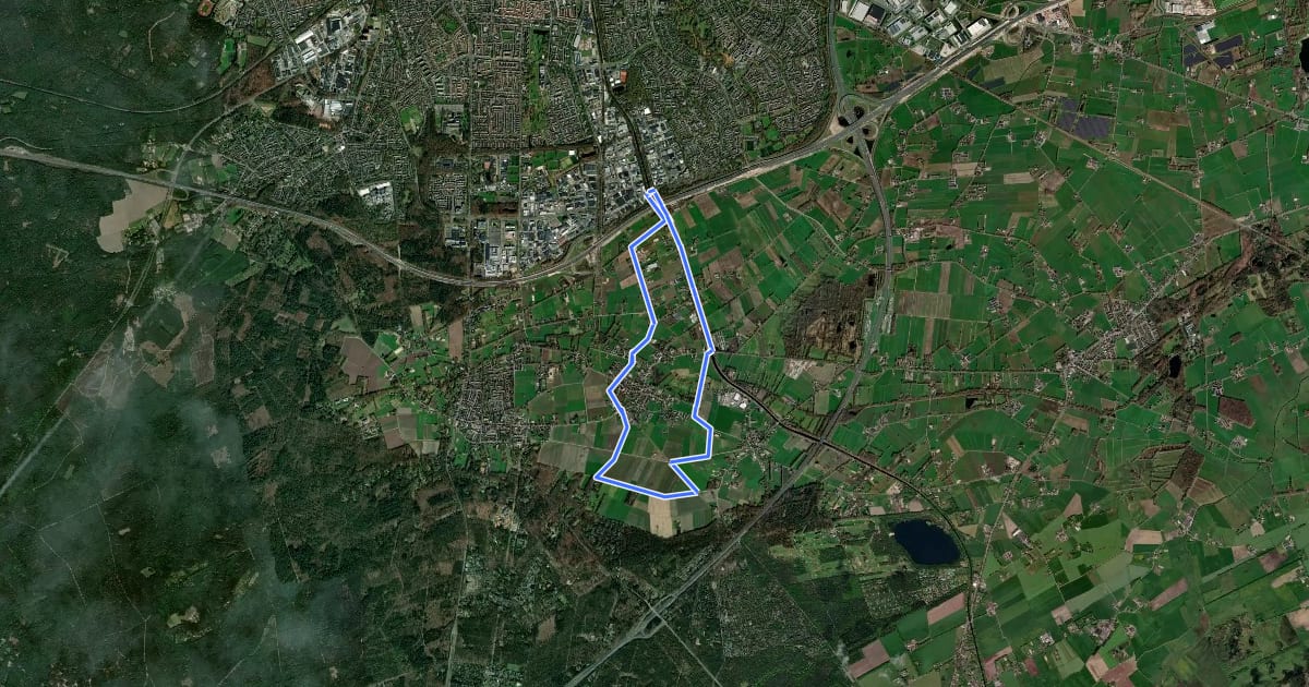 Маршрут WNW Veluwe - Bruggelerbrug/Lieren - groene route на спутниковом снимке
