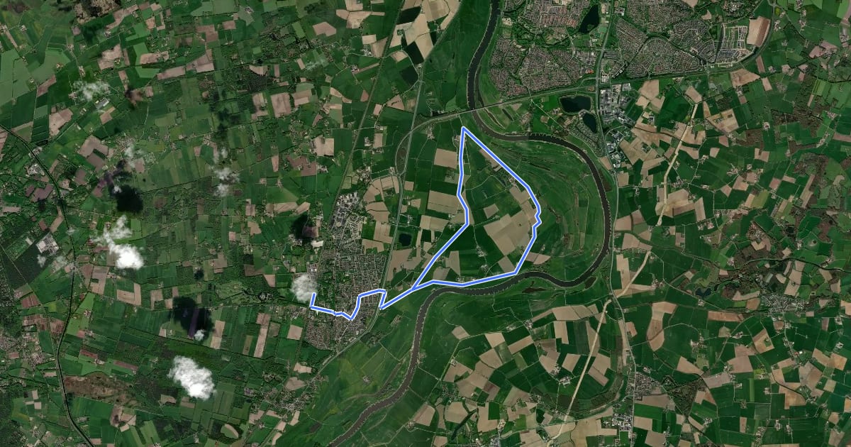 Маршрут WNW Veluwe - Brummen - groene route на спутниковом снимке