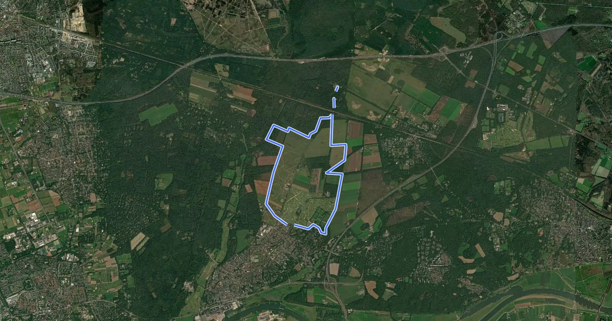 Маршрут WNW Veluwe - Buunderkamp - paarse route на спутниковом снимке