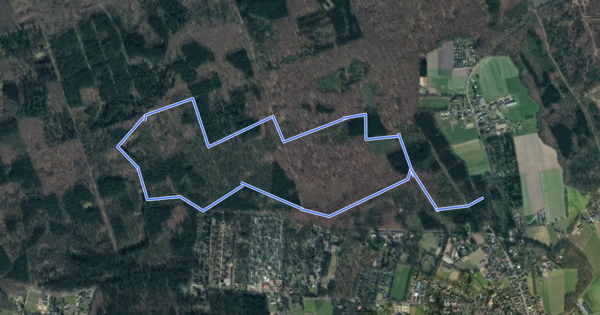 Маршрут WNW Veluwe - De Duintjes - rode route на спутниковом снимке