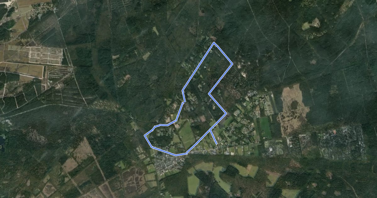 Маршрут WNW Veluwe - De Krim - blauwe route на спутниковом снимке