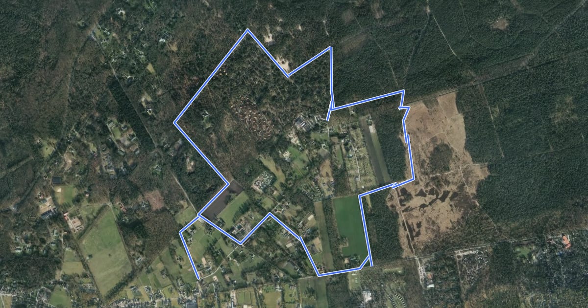 Маршрут WNW Veluwe - De Krim/Miggelenberg - oranje route на спутниковом снимке