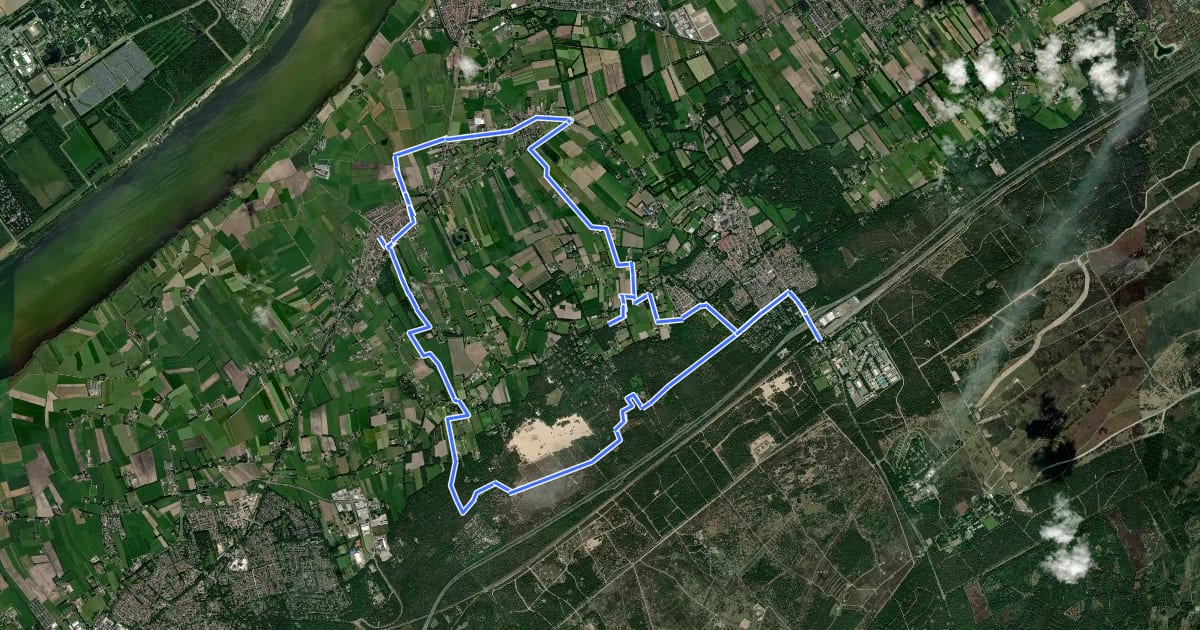 Маршрут WNW Veluwe - De Zoom/Doornspijk/'t Harde - oranje route на спутниковом снимке