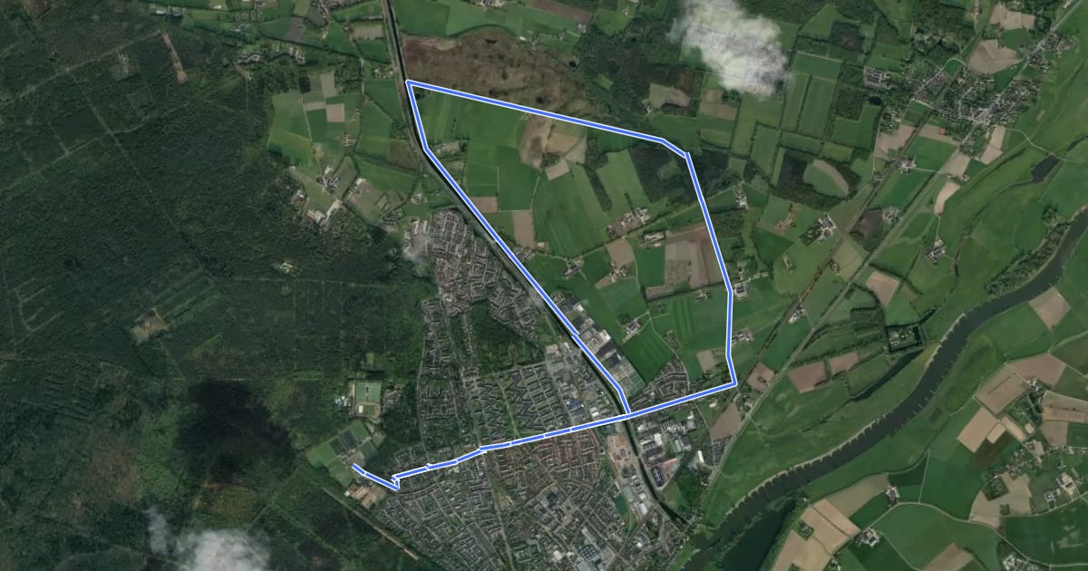 Маршрут WNW Veluwe - Dieren - groene route на спутниковом снимке