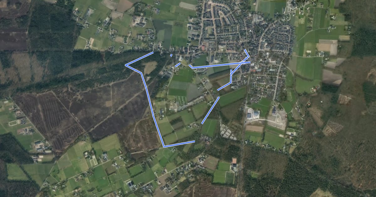 Маршрут WNW Veluwe - Elspeet - rode route на спутниковом снимке