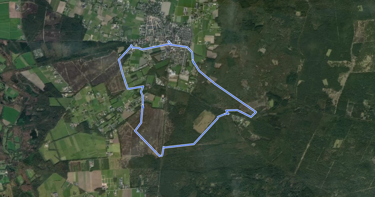 Маршрут WNW Veluwe - Elspeterveld/Kuilhegge/Elspeet - oranje route на спутниковом снимке