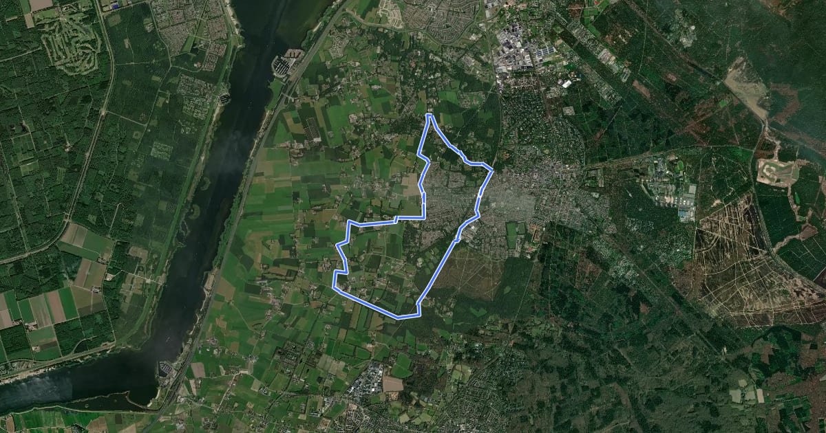 Маршрут WNW Veluwe - Ermelo-Station - groene route на спутниковом снимке