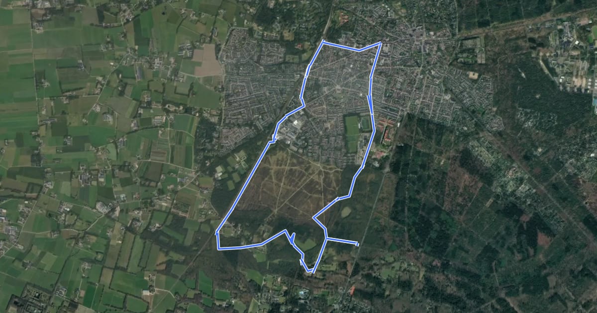 Маршрут WNW Veluwe - Ermelo-Station/Oud-Groevenbeek - paarse route на спутниковом снимке