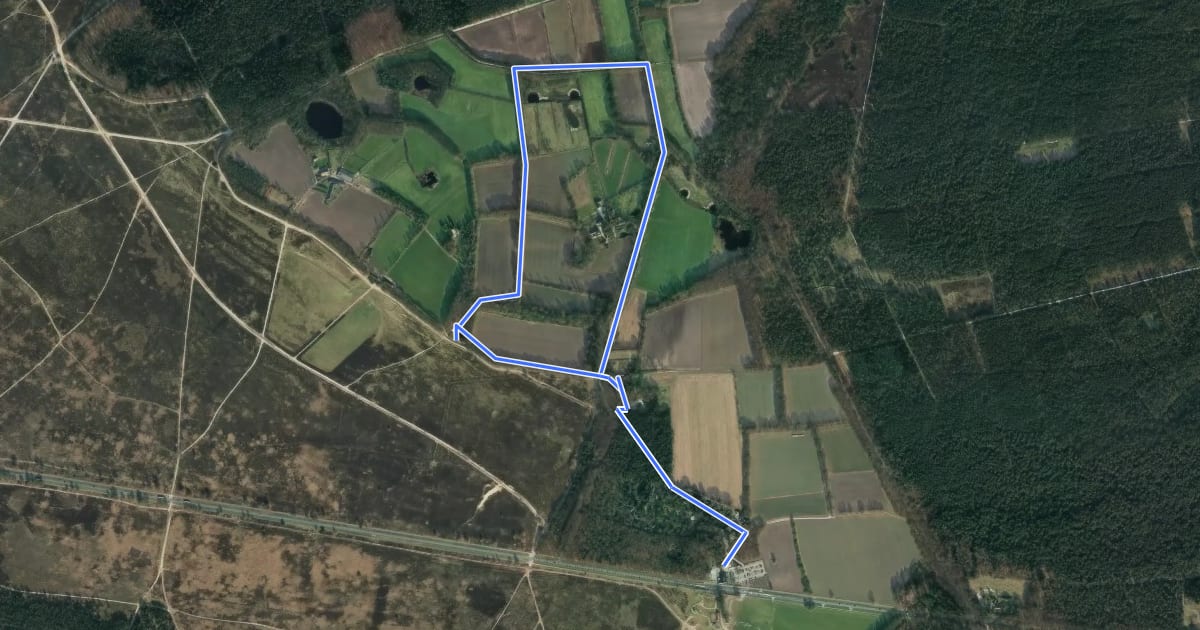 Маршрут WNW Veluwe -Ginkel - oranje route на спутниковом снимке
